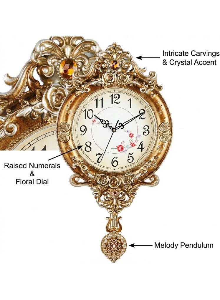 يُسلِّم ساعة منبه تناظرية عتيقة الطراز، ذهبية اللون، لتزيين الغرفة - Image 2